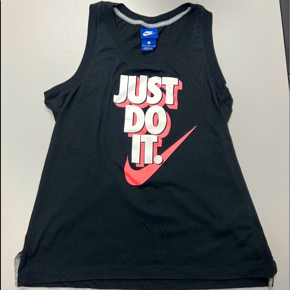 Nike Black  "Just Do It" Athletic Sleeveless Workout Tank Top Sz Small EUC